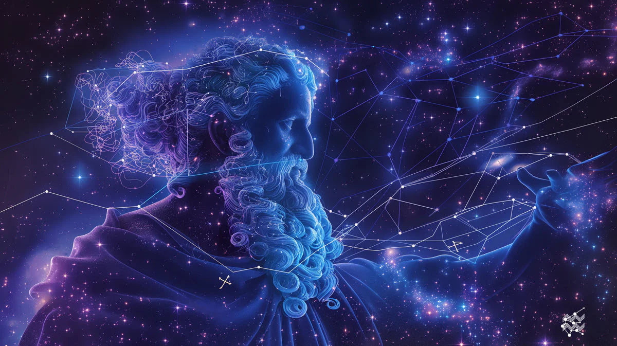 Aquarius Celestial Portrait Mural Wallpaper — Cosmic Art Mural Wallpaper - room preview 02