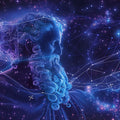 Aquarius Celestial Portrait Mural Wallpaper — Cosmic Art Mural Wallpaper - room preview 02