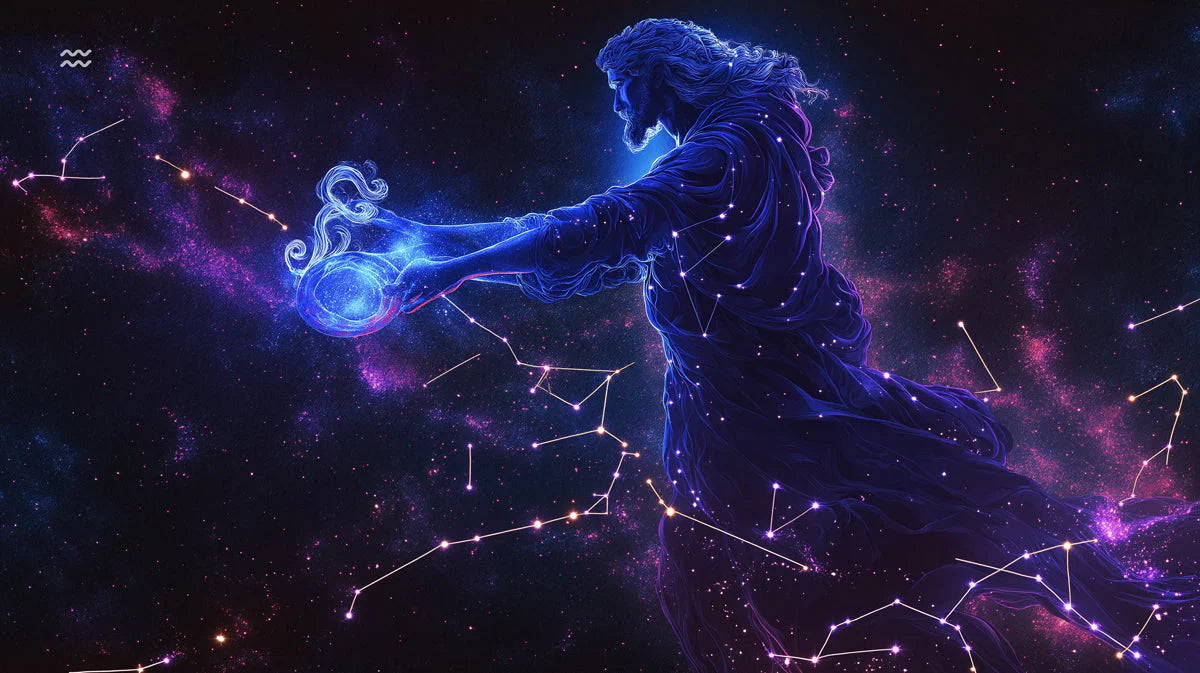 Aquarius Constellation Mural Wallpaper — Cosmic Space Design Mural Wallpaper - room preview 02