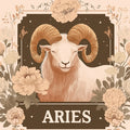 Aries Zodiac Mural Wallpaper — Celestial Floral Ram Motif Mural Wallpaper - room preview 02