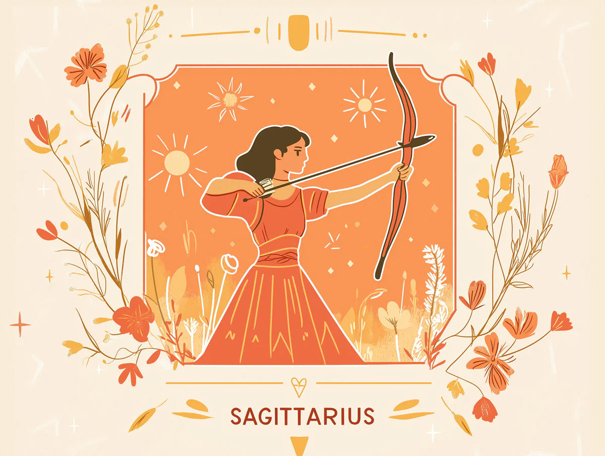 Sagittarius Archer Zodiac Mural Wallpaper — Warm Oranges and Florals Mural Wallpaper - room preview 02