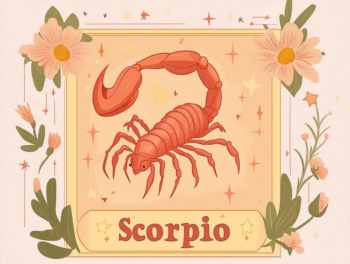Scorpio Zodiac Mural Wallpaper — Celestial Floral Pattern Mural Wallpaper - room preview 02