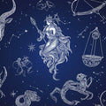 Celestial Zodiac Map Mural Wallpaper — Deep Midnight Blue Mural Wallpaper - room preview 02
