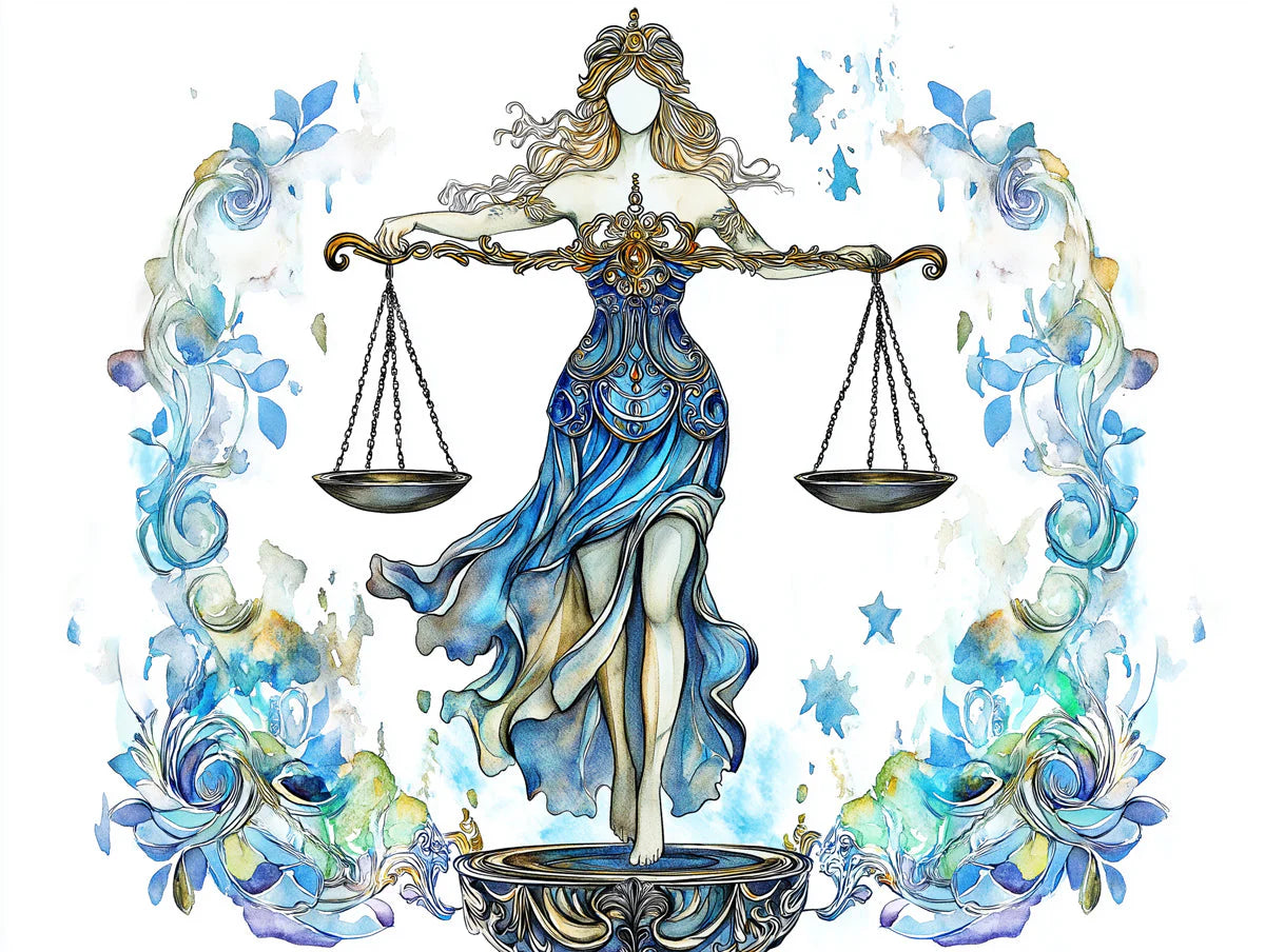 Celestial Libra Zodiac Mural Wallpaper — Watercolor Art Motif Mural Wallpaper - room preview 02