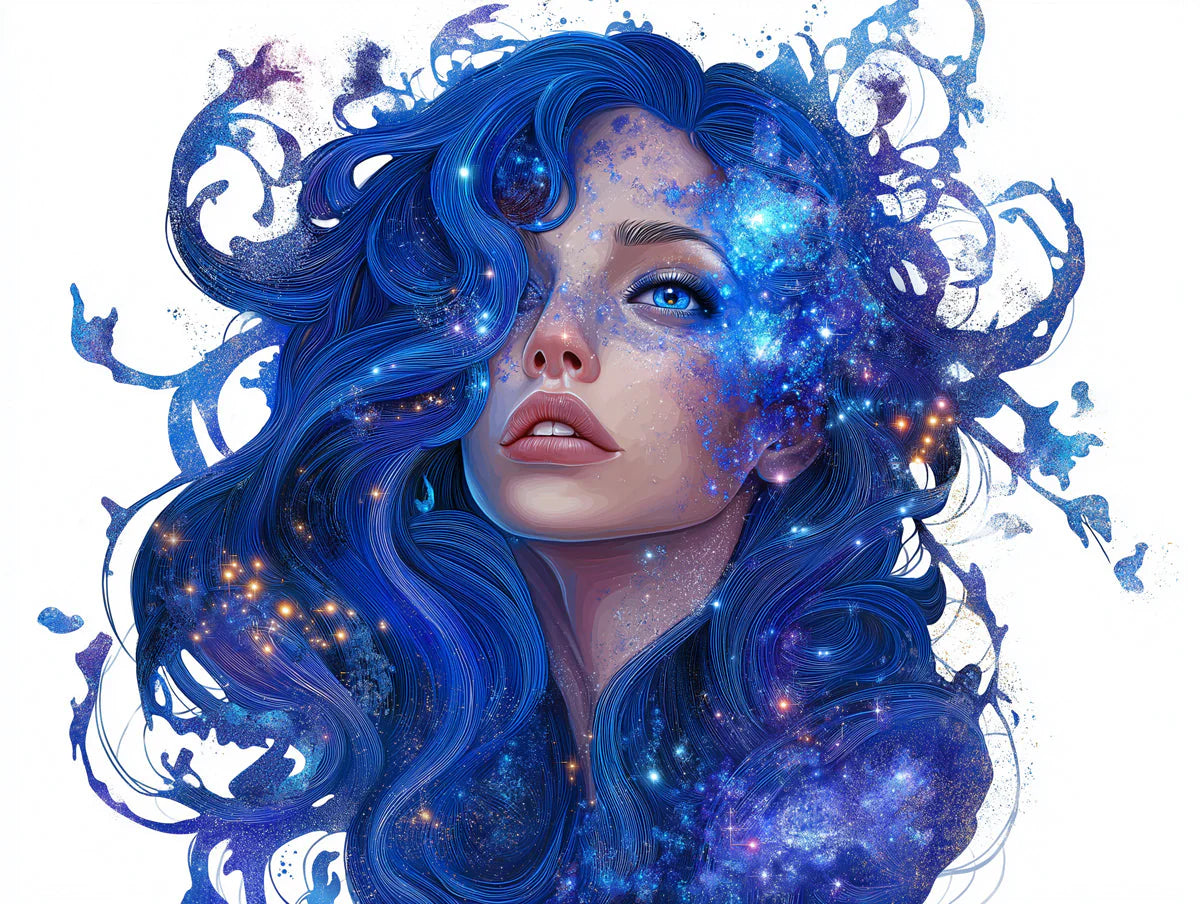 Celestial Nebula Portrait Mural Wallpaper — Blue Cosmic Art Mural Wallpaper - room preview 02