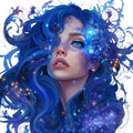 Celestial Nebula Portrait Mural Wallpaper — Blue Cosmic Art Mural Wallpaper - room preview 02