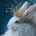 Celestial Rabbit Mural Wallpaper — Midnight Blue and Gold Frost Mural Wallpaper - room preview 02
