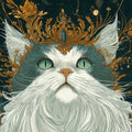 Regal Feline Mural Wallpaper — Deep Teal and Gilded Ornamentation Mural Wallpaper - room preview 02