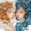 Celestial Gemini Mural Wallpaper — Duality Art Print Mural Wallpaper - room preview 02