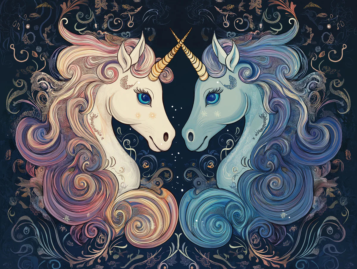 Unicorn - Themed Gemini Mural Wallpaper Soft Blues, Pinks, and Celestial Touches Mural Wallpaper - room preview 02