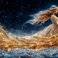 Virgo Celestial Maiden Mural Wallpaper — Midnight Sky and Wheat Mural Wallpaper - room preview 02