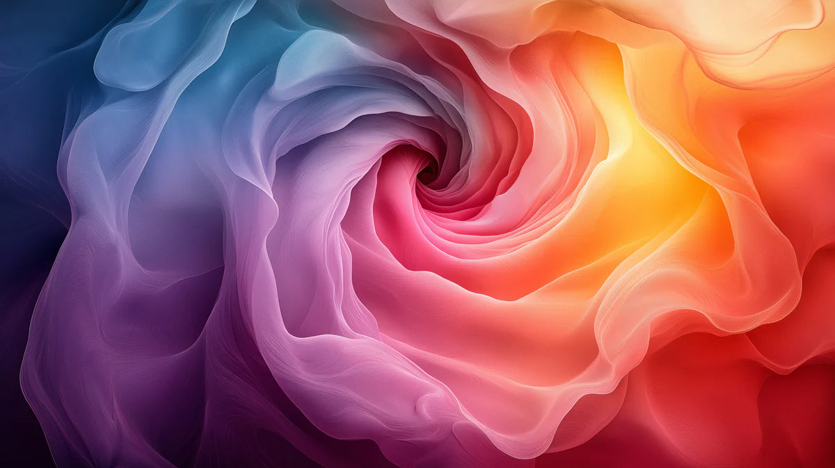 Abstract Fluid Swirl Mural Wallpaper — Vibrant Colorful Gradient Mural Wallpaper - room preview 02