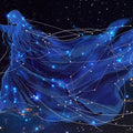 Aquarius Celestial Figure Mural Wallpaper — Cosmic Midnight Blue Mural Wallpaper - room preview 02