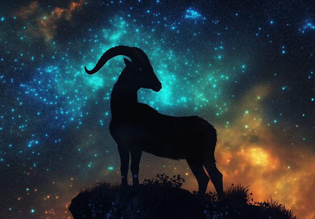 Capricorn Goat Nebula Mural Wallpaper — Celestial Cosmic Design Mural Wallpaper - room preview 02