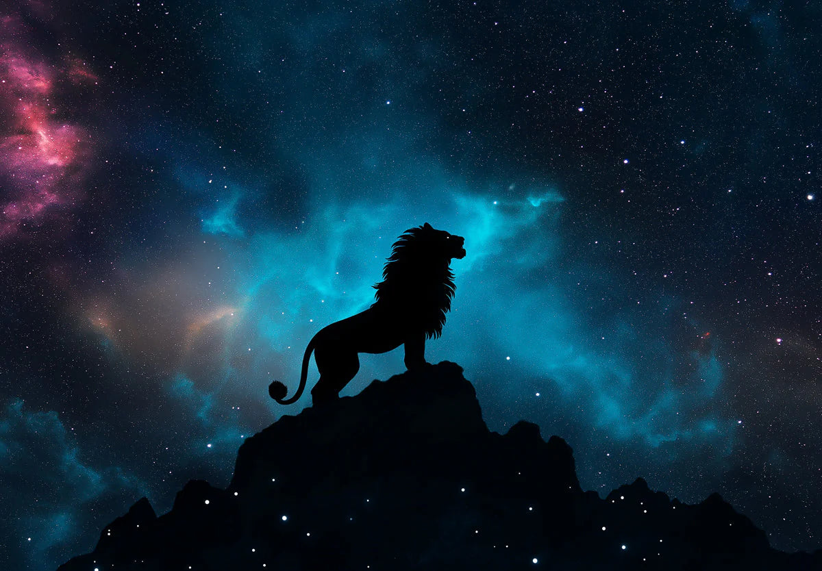 Leo Galactic Lion Mural Wallpaper — Deep Space Cosmic Design Mural Wallpaper - room preview 02