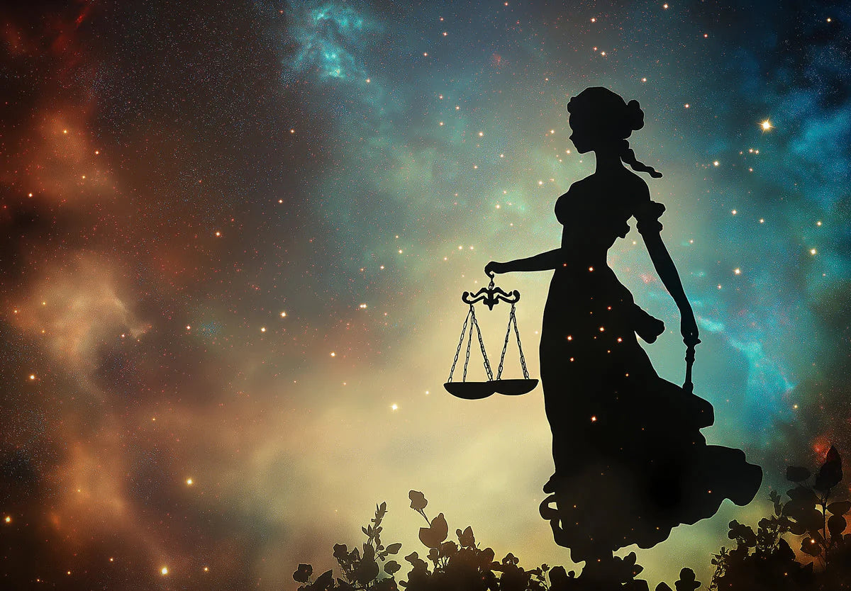 Celestial Libra Silhouette Mural Wallpaper — Cosmic Night Sky Mural Wallpaper - room preview 02