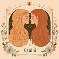 Gemini Zodiac Mural Wallpaper — Celestial Twin Illustration Mural Wallpaper - room preview 02