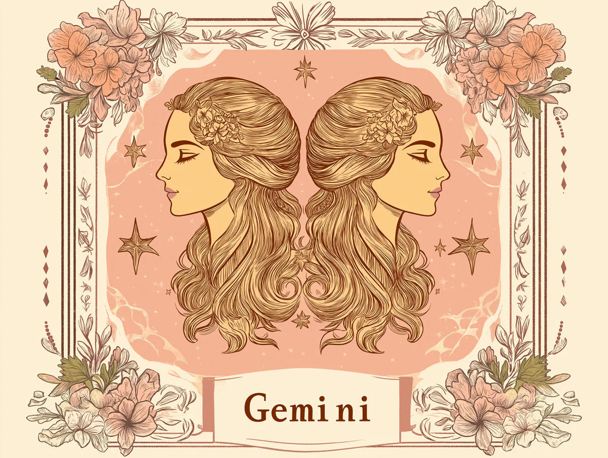 Gemini Celestial Twins Mural Wallpaper — Soft Peach and Cream Mural Wallpaper - room preview 02