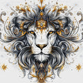 Regal Leo Lion Mural Wallpaper — Ornate Gold and Charcoal Design Mural Wallpaper - room preview 02