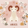 Aries Zodiac Floral Mural Wallpaper — Soft Pastel Whimsical Design Mural Wallpaper - room preview 02