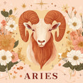 Aries Zodiac Floral Mural Wallpaper — Whimsical Earthy Tones Mural Wallpaper - room preview 02