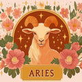 Aries Zodiac Mural Wallpaper — Ornate Floral Ram Illustration Mural Wallpaper - room preview 02
