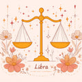 Libra Zodiac Scale Mural Wallpaper — Soft Pastel Floral Design Mural Wallpaper - room preview 02