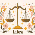 Libra Zodiac Scale Mural Wallpaper — Soft Floral Illustration Mural Wallpaper - room preview 02