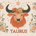 Taurus Zodiac Mural Wallpaper with Celestial Floral Motif Mural Wallpaper - room preview 02