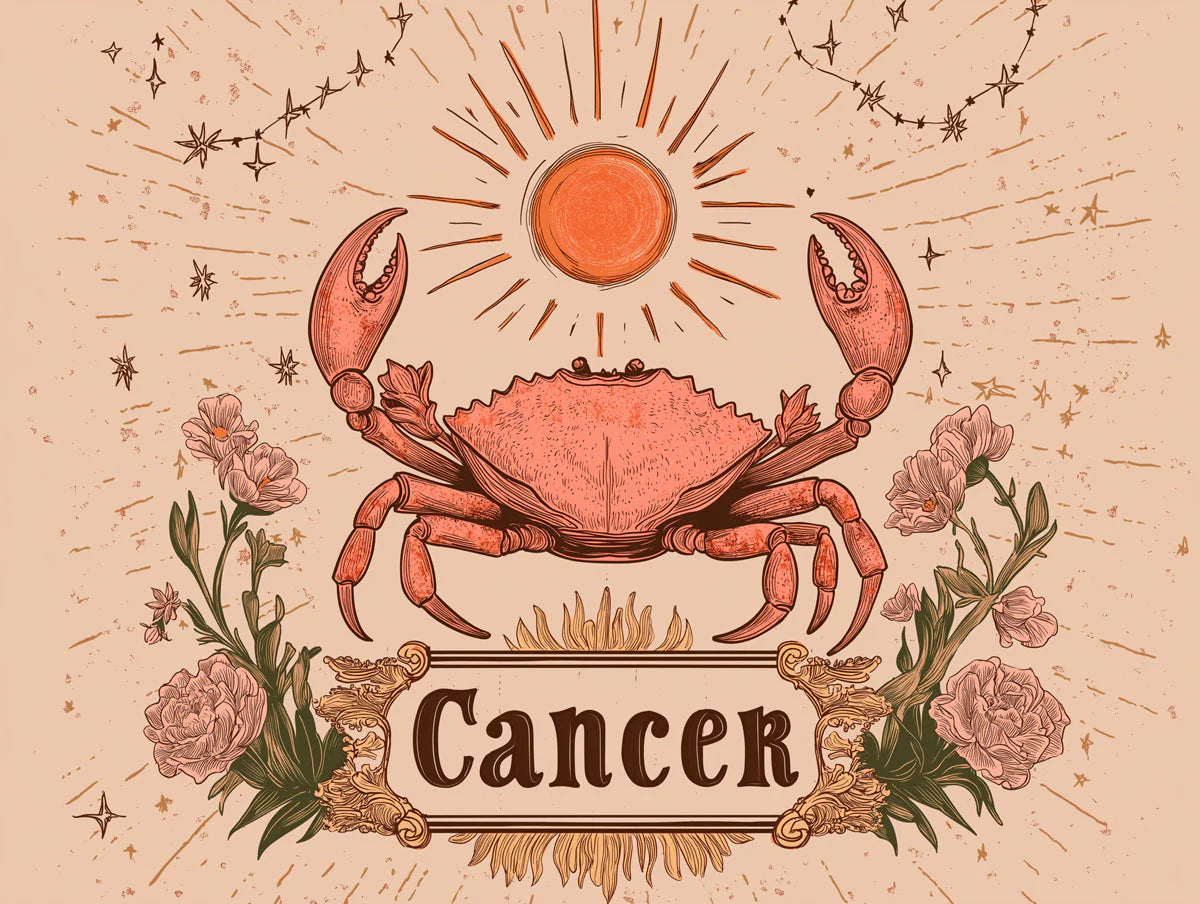 Cancer - Sunlit Crab Mural Wallpaper for a Nursey Warm Browns, Celestial Motifs Mural Wallpaper - room preview 02
