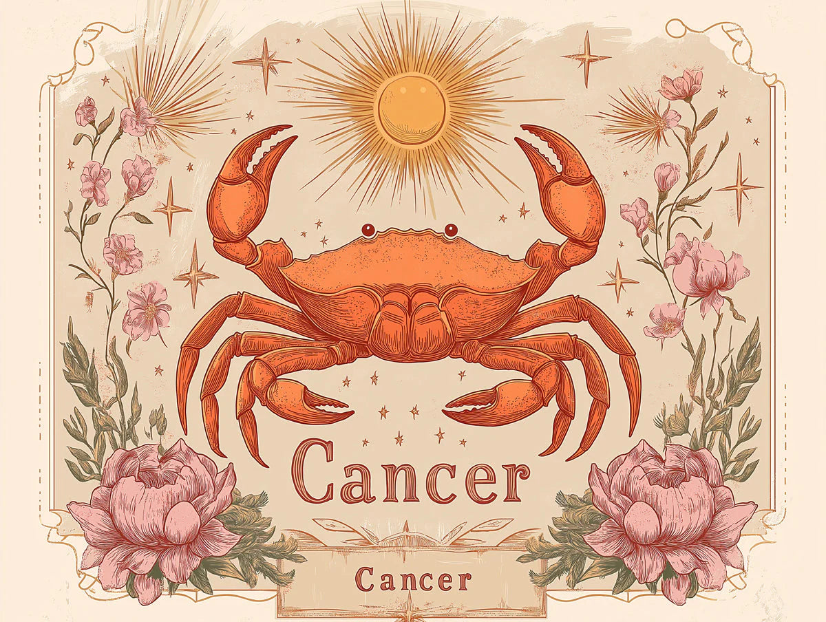 Celestial Cancer Zodiac Mural Wallpaper — Vintage Astrological Art Mural Wallpaper - room preview 02