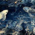 Pisces Celestial Koi Mural Wallpaper — Deep Blue and Gold Mural Wallpaper - room preview 02