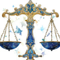 Celestial Libra Scales Mural Wallpaper — Gold and Navy Accents Mural Wallpaper - room preview 02