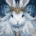 Celestial Rabbit Mural Wallpaper — Whimsical Gold and Blue Mural Wallpaper - room preview 02
