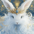Celestial Rabbit Mural Wallpaper — Midnight Blue and Gold Mural Wallpaper - room preview 02