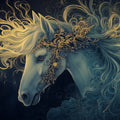 Celestial Horse Mural Wallpaper — Midnight Navy and Gold Mural Wallpaper - room preview 02