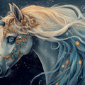 Celestial Unicorn Mural Wallpaper — Dark Blue Fantasy Art Mural Wallpaper - room preview 02