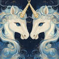 Celestial Gemini Unicorn Mural Wallpaper in Navy and Gold Mural Wallpaper - room preview 02