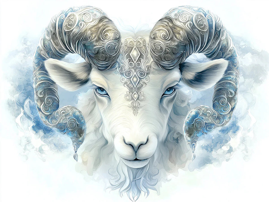 Himmelswidder-Aries-Wandbild-Tapete – Verzierte Tierkreis-Wandkunst-Wandbild-Tapete printable artwork