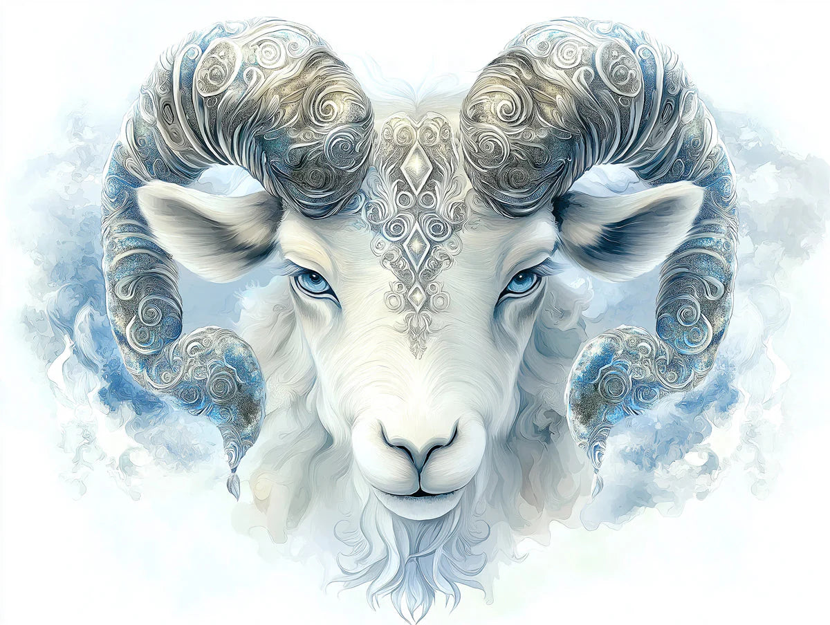 Celestial Ram Aries Mural Wallpaper — Ornate Zodiac Wall Art Mural Wallpaper - room preview 02