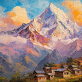 Alpine Village Oil Painting Mural Wallpaper — Impressionist Style Mural Wallpaper - room preview 02