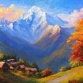 Alpine Autumn Vista Mural Wallpaper — Painterly Oil Landscape Mural Wallpaper - room preview 02