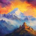 Himalayan Peak Mural Wallpaper — Vibrant Oil Painting Art Mural Wallpaper - room preview 02