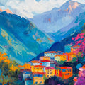 Mountain Hamlet Mural Wallpaper — Vibrant Impressionist Landscape Mural Wallpaper - room preview 02