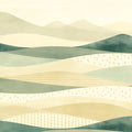 Abstract Rolling Hills Mural Wallpaper — Sage and Ochre Minimalist Mural Wallpaper - room preview 02