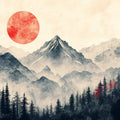 Sunrise Mountain Forest Mural Wallpaper — Impressionistic Scenery Mural Wallpaper - room preview 02