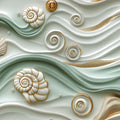 Oceanic Wave and Shell Mural Wallpaper — Coastal Luxury Mural Wallpaper - room preview 02