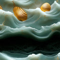 Gilded Sea Shell Mural Wallpaper — Ocean Wave Design Mural Wallpaper - room preview 02