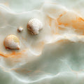 Seashell Marble Swirl Mural Wallpaper — Soft Coastal Elegance Mural Wallpaper - room preview 02