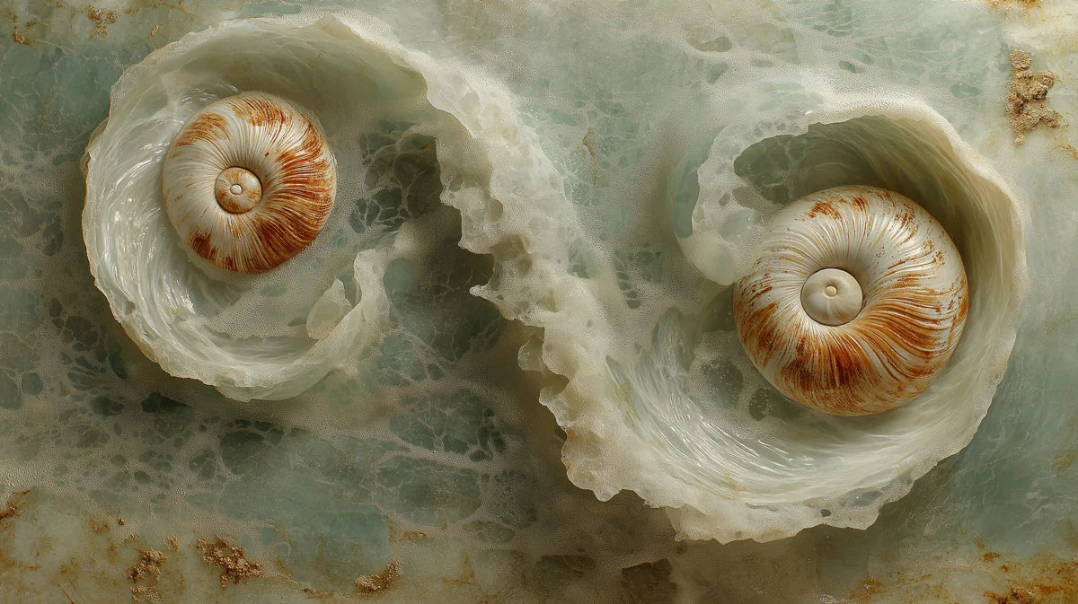 Nautilus Shell Fluid Marble Mural Wallpaper — Organic Design Mural Wallpaper - room preview 02